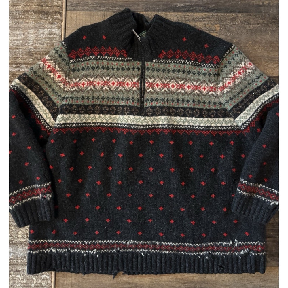 Lauren by Ralph Lauren Hand knit Lambswool Woman's Nordic Sweater 3XL FLAW
